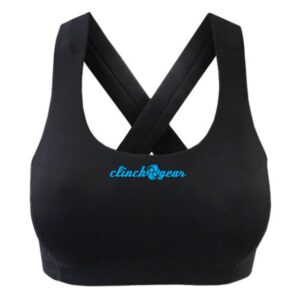 Performance Racerback Crush Sports Bra - Black/Cyan