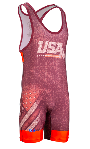 Cliff Keen The Patriot USA Wrestling Singlet (Scarlet Red)