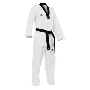 Adidas Taekwondo Training Uniform - White with Black V-Neck