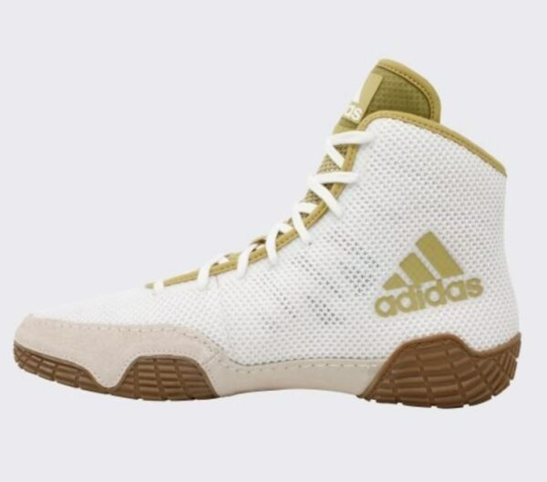 Adidas 231-Tech Fall 2.0 Youth Wrestling Shoes -White & Vegas Gold - Image 2