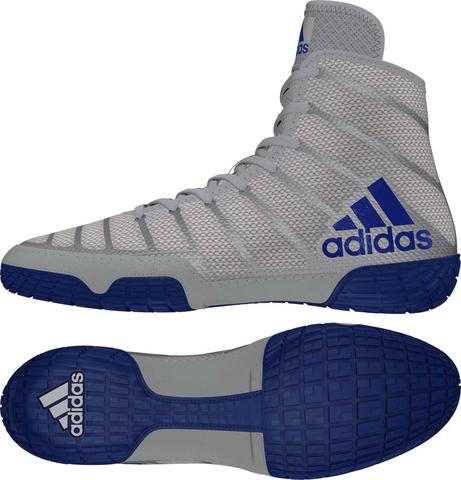 Adidas Adizero Varner 2 Wrestling Shoe - Grey/Royal/White - Image 3