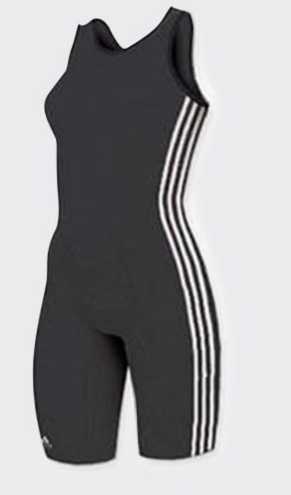 Adidas Women's Nylon Wrestling Singlet - Black with White