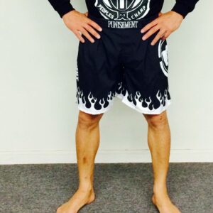 Punishment Athletics Black & White Flame MMA Board Shorts