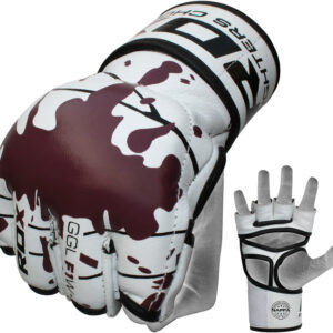 RDX Leather MMA Gloves - Blood Red and White