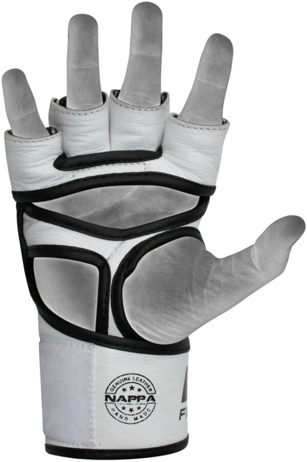 RDX Leather MMA Gloves - Blood Red and White - Image 3