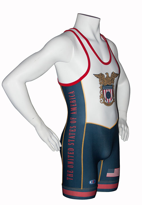 Cliff Keen Sublimated Stock USA Navy Wrestling Singlet - Image 2