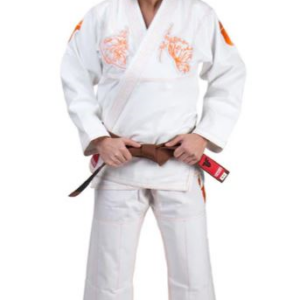 Fighter BJJ Gi Koi Fish Martial Arts Uniform - White with Orange Accents
