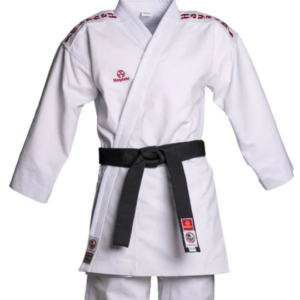 Fighter Hayashi WKF Karate Gi Bunkai - White with Red Embroidery