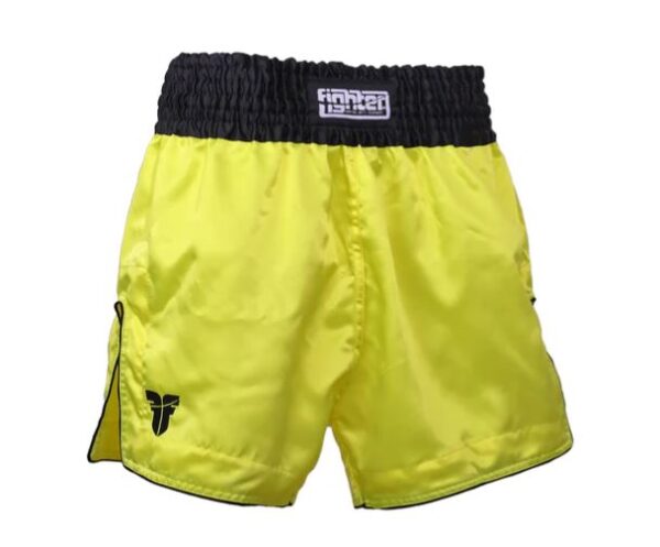 Fighter Thai Shorts Bangkok Plain - Neon Yellow/Black FP08 - Image 2