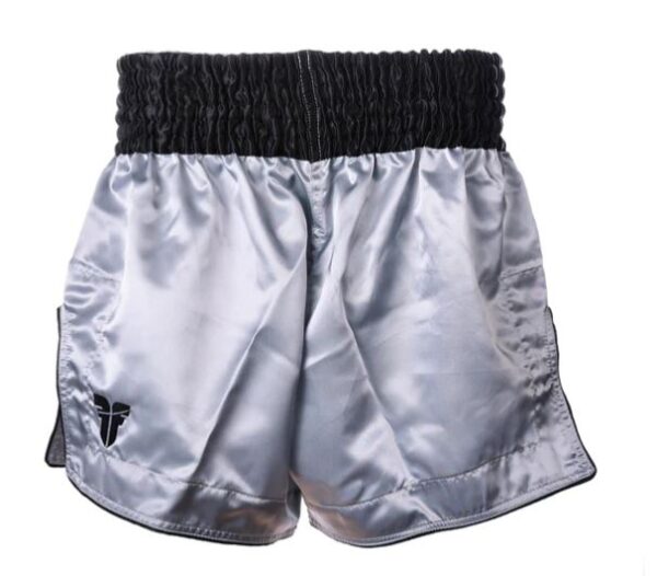 Fighter Thai Shorts Bangkok Plain - Silver/Black FP09 - Image 4
