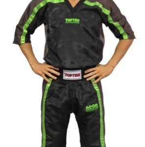 Fighter Top Ten Mesh Kickboxing Uniform Black, Grey, Neon Green