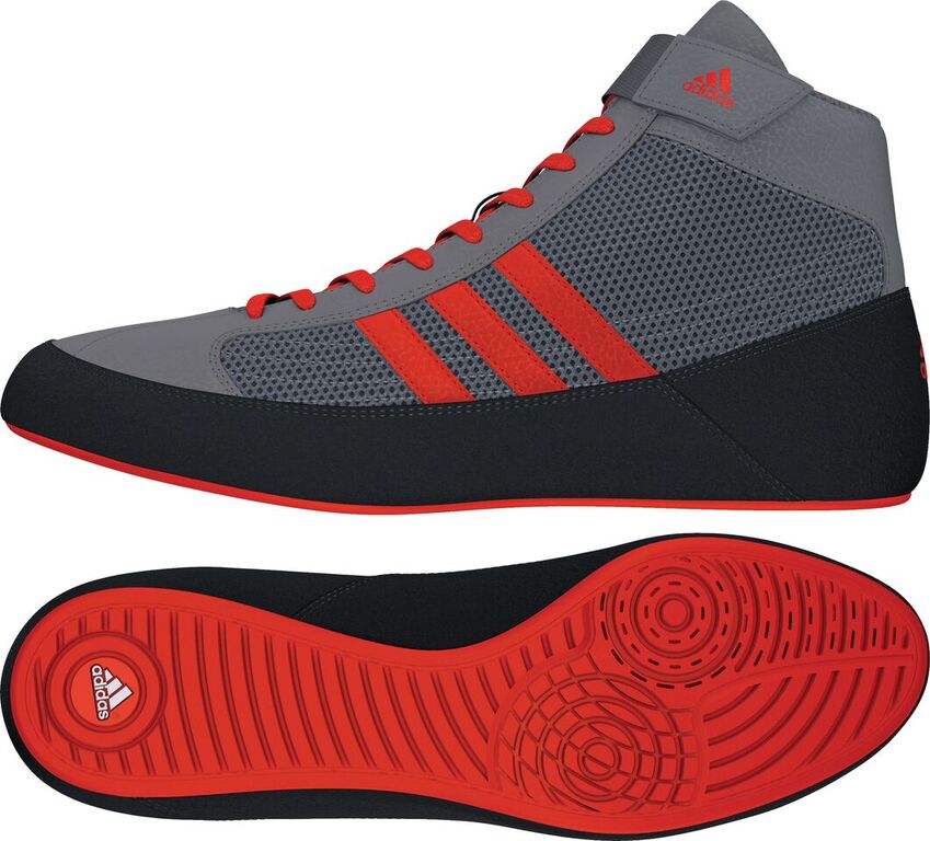 Women's HVC II Wrestling Shoe - Grey/Solar Red/Grey - Image 2