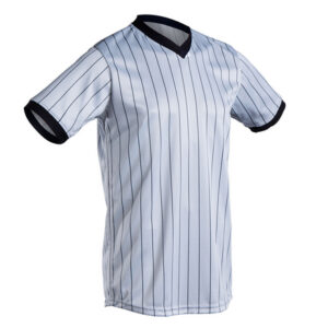 Cliff Keen Gray Pinstripe Ultra-Mesh Performance V-Neck Referee Shirt