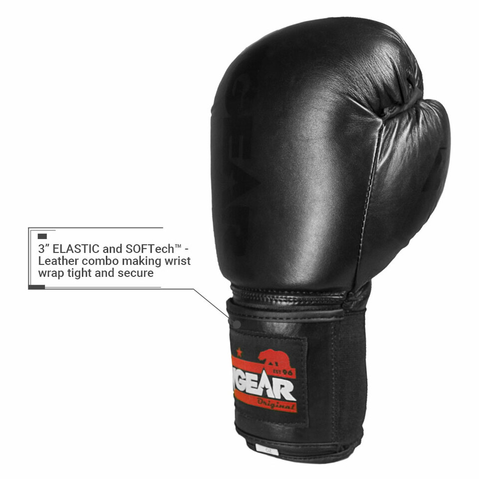 Sentinel S3 Pro Leather Gel Padded Sparring Boxing Gloves - Limited Edition - Black/Black - Image 2