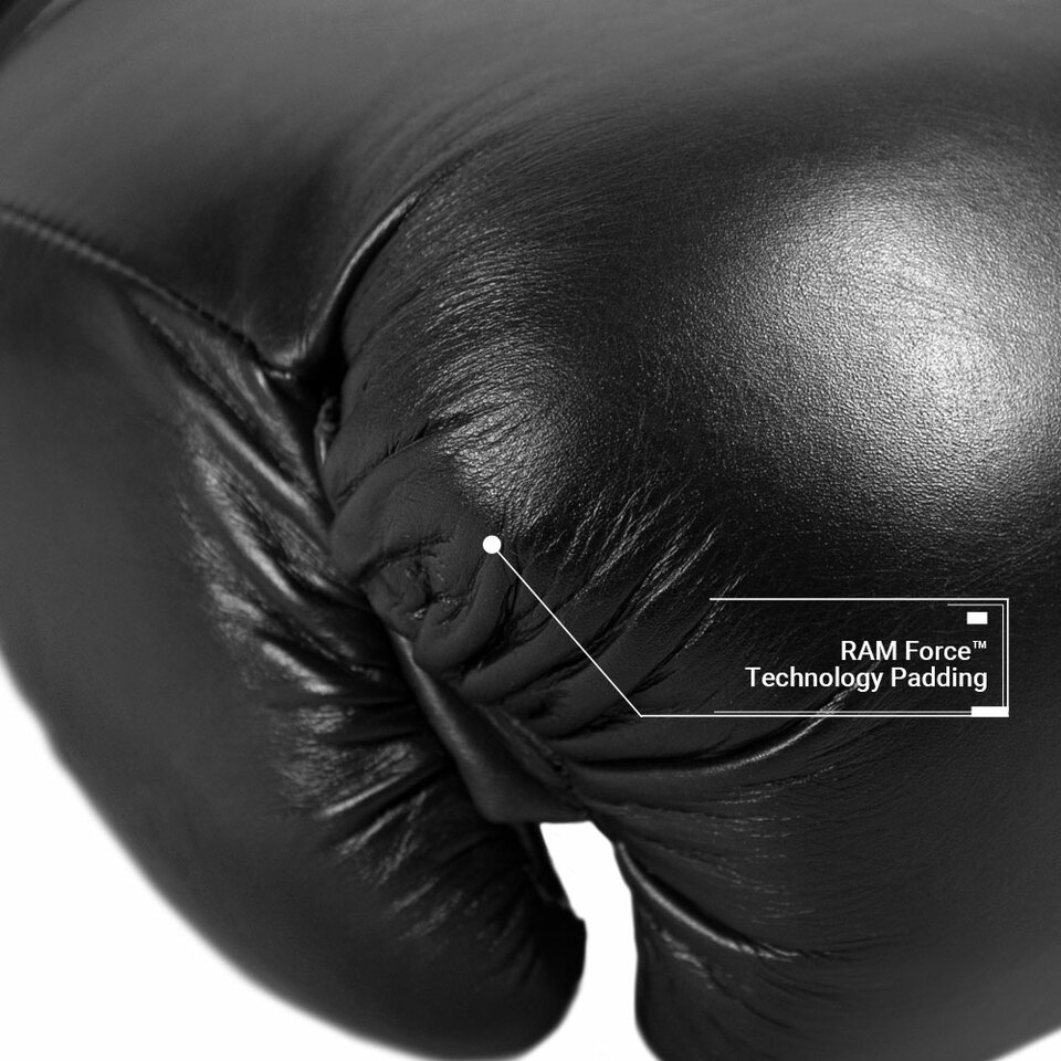 Sentinel S3 Pro Leather Gel Padded Sparring Boxing Gloves - Limited Edition - Black/Black - Image 4