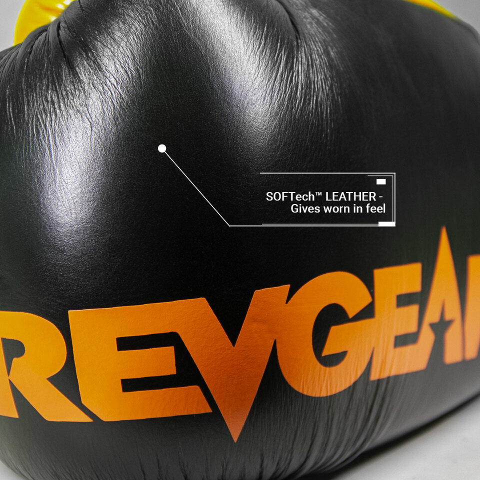 Sentinel S3 Pro Leather Gel Padded Sparring Boxing Gloves - Limited Edition - Black/Orange - Image 4