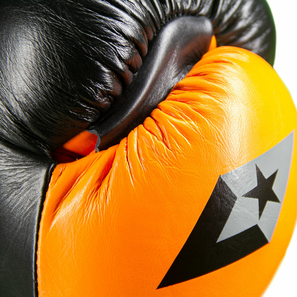 Sentinel S3 Pro Leather Gel Padded Sparring Boxing Gloves - Limited Edition - Black/Orange - Image 6