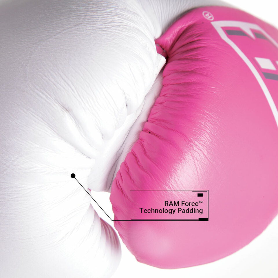 Sentinel S3 Pro Leather Gel Padded Sparring Boxing Gloves - Limited Edition - White/Pink - Image 3