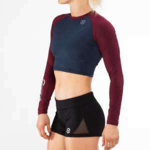 Virus Eco45 Widow Stay Cool Crop Women’s Rashguard Navy-Maroon