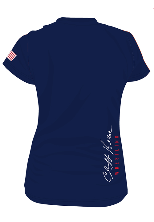 Cliff Keen Women's Sublimated V-Neck Loose Gear Shirt - Navy - Image 2